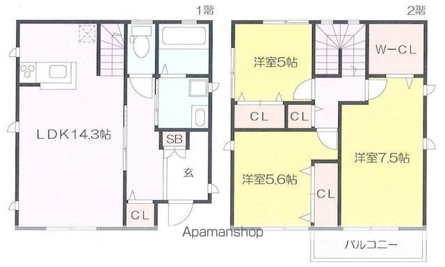 南武線 平間駅 徒歩11分 2階建 築10年の間取り写真