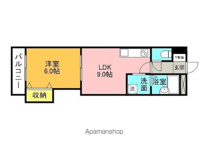 プレアール松山祇園[1LDK/33.6m2]の間取図