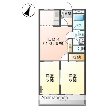 パークハイツ[2LDK/44.8m2]の間取図