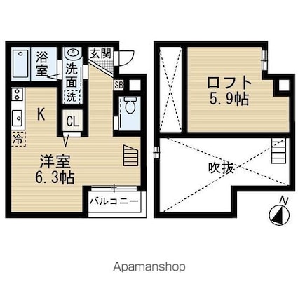 マイスター千葉中央[1R/22.84m2]の間取図
