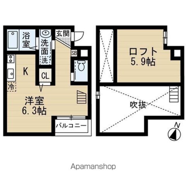 マイスター千葉中央[1R/22.84m2]の間取図