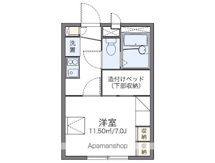 レオパレス独歩[1K/19.87m2]の間取図