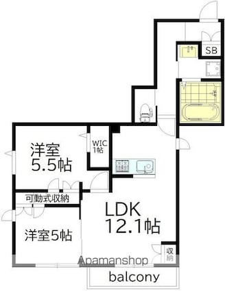 Ｗｏｏｄ　Ｂｅｌｌ下高井戸[2LDK/54.81m2]の間取図