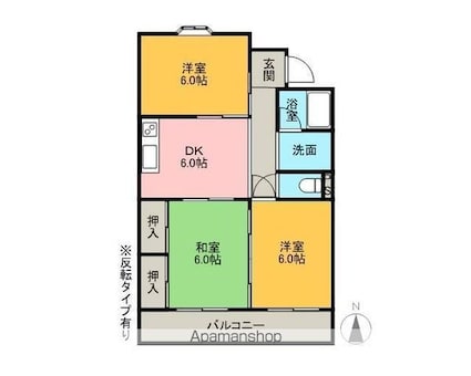 サンハイツ戸崎[3DK/53.46m2]の間取図