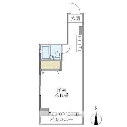 ハウスチェリー上馬[1R/26.4m2]の間取図