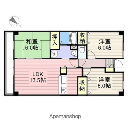 アルデールＹ・Ｋ[3LDK/72m2]の間取図