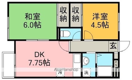 フラット　Ⅰ[2DK/43.59m2]の間取図