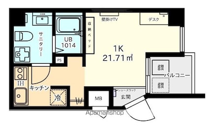 エクセル横川[1R/21.71m2]の間取図