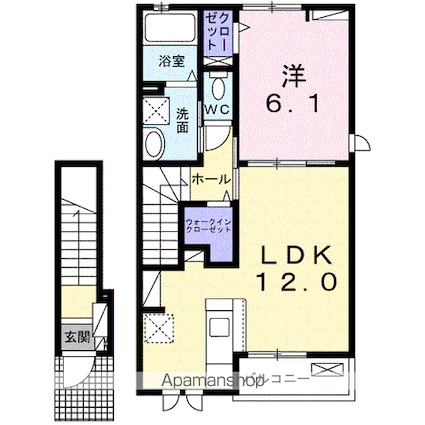 プレイン　ハルカ[1LDK/46.09m2]の間取図