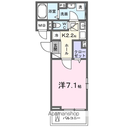 フォルトゥーナ[1K/26.93m2]の間取図