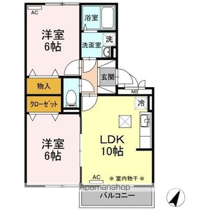 メゾン・ド・ソリアード　Ｂ[2LDK/50.47m2]の間取図