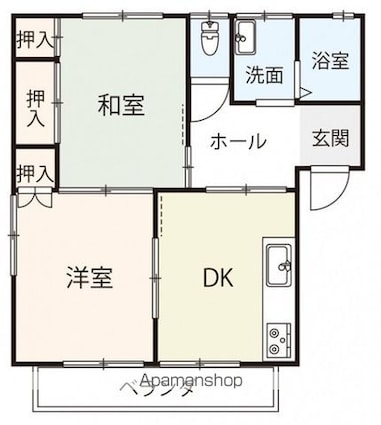 ポルテ本庄[2DK/46.5m2]の間取図