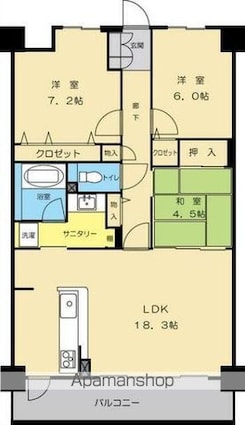 アルファスマートレインボー通り[3LDK/80.8m2]の間取図