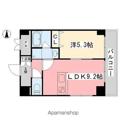 佐伯ビルディングス[1LDK/38.85m2]の間取図