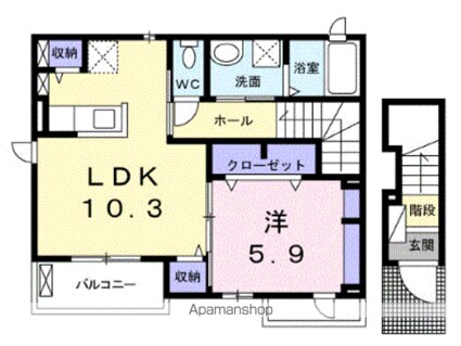 ミニョン・ハウス[1LDK/45.13m2]の間取図