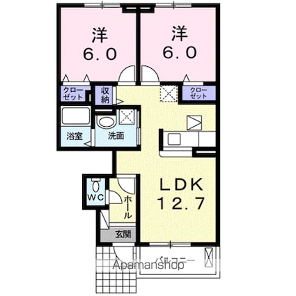 グリエラⅢ番館[2LDK/55.13m2]の間取図