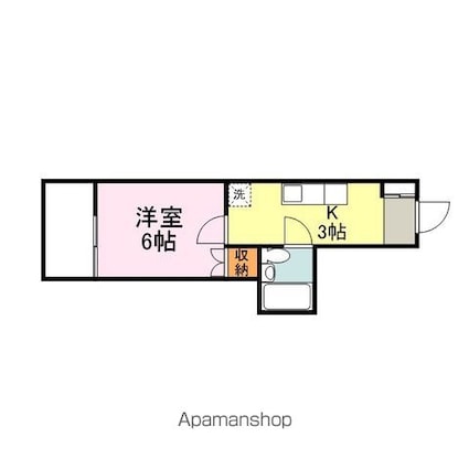 広島県福山市大黒町[1K/20m2]の間取図