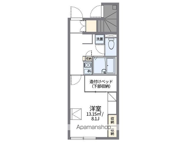 レオパレスＫＳＰＩＲＩＴ葵[1K/23.61m2]の間取図