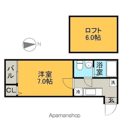 カーメル[1K/21.73m2]の間取図