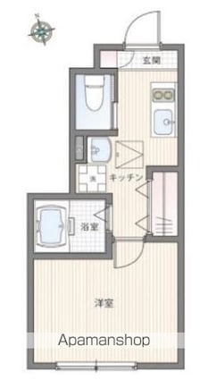 ミハス八幡山[1K/18.6m2]の間取図