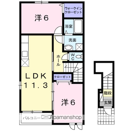 カーサドマーニＡ[2LDK/57.26m2]の間取図