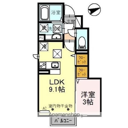 アムール　シェノン[1LDK/30.73m2]の間取図
