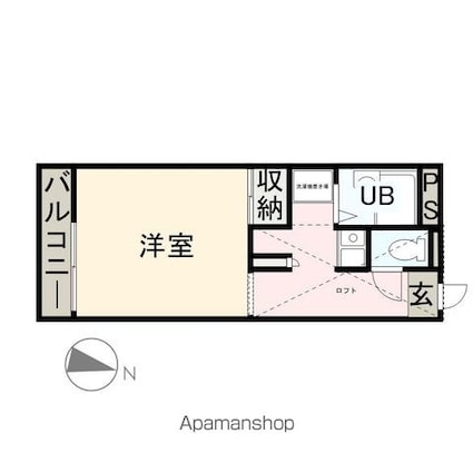 レオパレスパークヒルアオキ[1K/20.28m2]の間取図