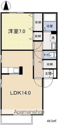 長野県松本市筑摩２丁目[1LDK/49.5m2]の間取図