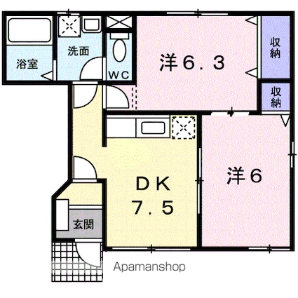 メゾンＴＯＫＩ[2DK/44.34m2]の間取図