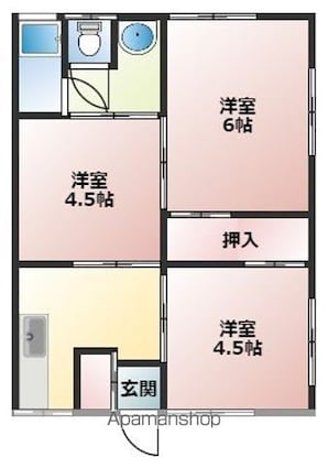 和歌山県和歌山市中之島[3K/40m2]の間取図