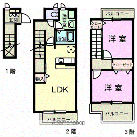 【岐阜市北鶉のアパートの間取り】