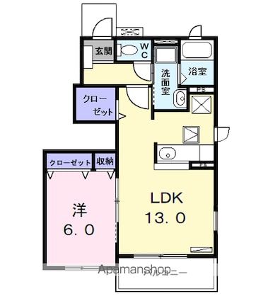 グランツコートＫ　Ｃ[1LDK/46.71m2]の間取図