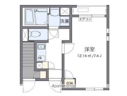 クレイノ雅[1K/23.3m2]の間取図