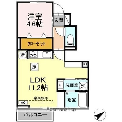 ＲＥＳＵＡ月が丘[1LDK/38.24m2]の間取図