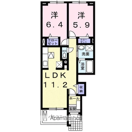 サンレミ　アニメート[2LDK/55.17m2]の間取図