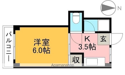 ドエル寿[1K/19m2]の間取図