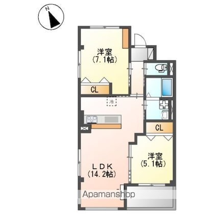 ブロッサム[2LDK/59.34m2]の間取図