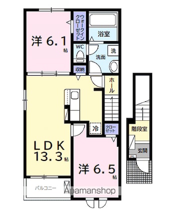 プレリュード[2LDK/59.55m2]の間取図