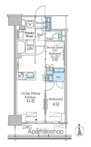 パークアクシス新宿百人町 609 ｜ 東京都新宿区百人町３丁目26-1（賃貸マンション2LDK・6階・44.54㎡） その2