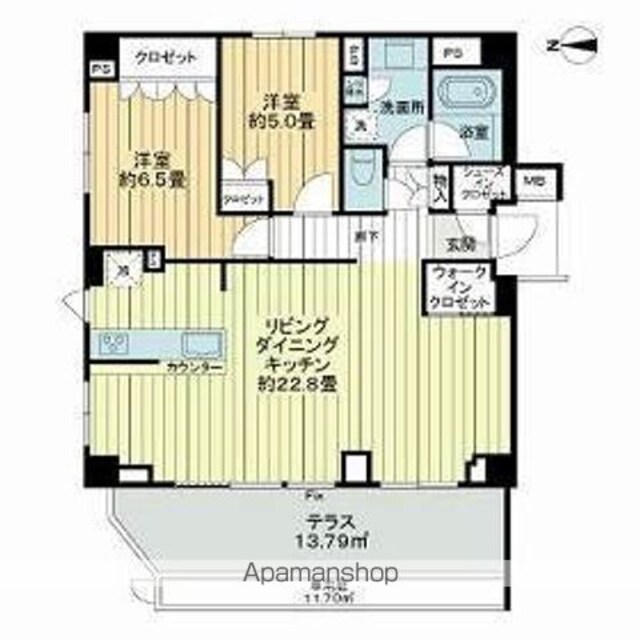 ザ・パークハウス新宿柏木[2LDK/76.85m2]の間取図