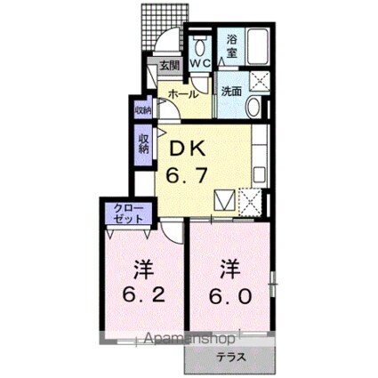 サンシャイン桜Ⅱ[2DK/45.82m2]の間取図