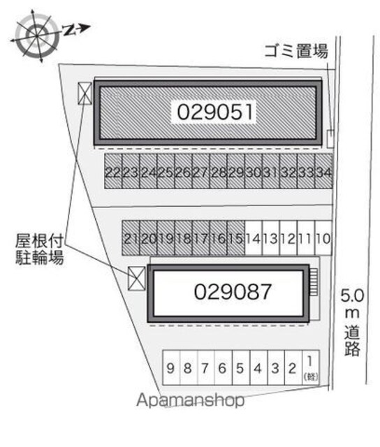 レオパレスグリーンハイツ平内Ａ[1K/28.02m2]の配置図