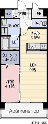 サミット栗田中央[1LDK/40.5m2]の間取図