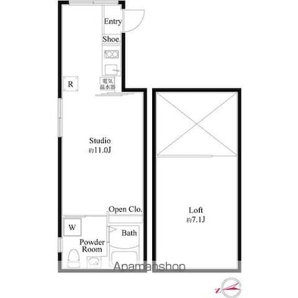 アンベリール御徒町[1R/25.18m2]の間取図