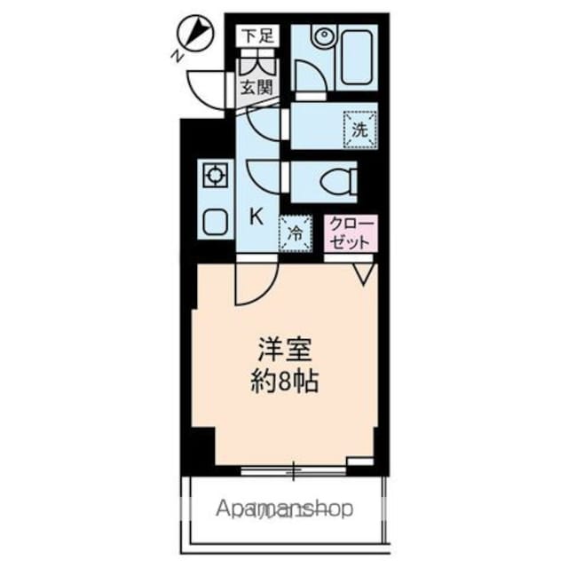 ソレイユ駒沢[1K/27.66m2]の間取図