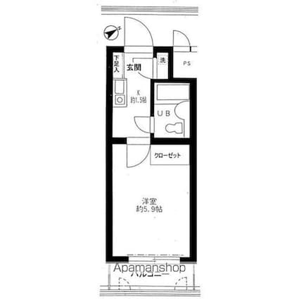 アーバン・ドヌール[1K/16.64m2]の間取図