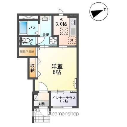 結（ゆい）[1K/33.86m2]の間取図