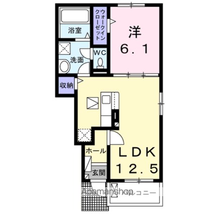ミイキ　Ⅰ[1LDK/44.7m2]の間取図