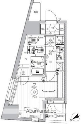 プロスタイルウェルス西早稲田[1K/25.07m2]の間取図