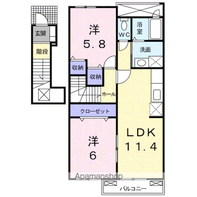 サンリット・ガーデンⅡ[2LDK/55.81m2]の間取図